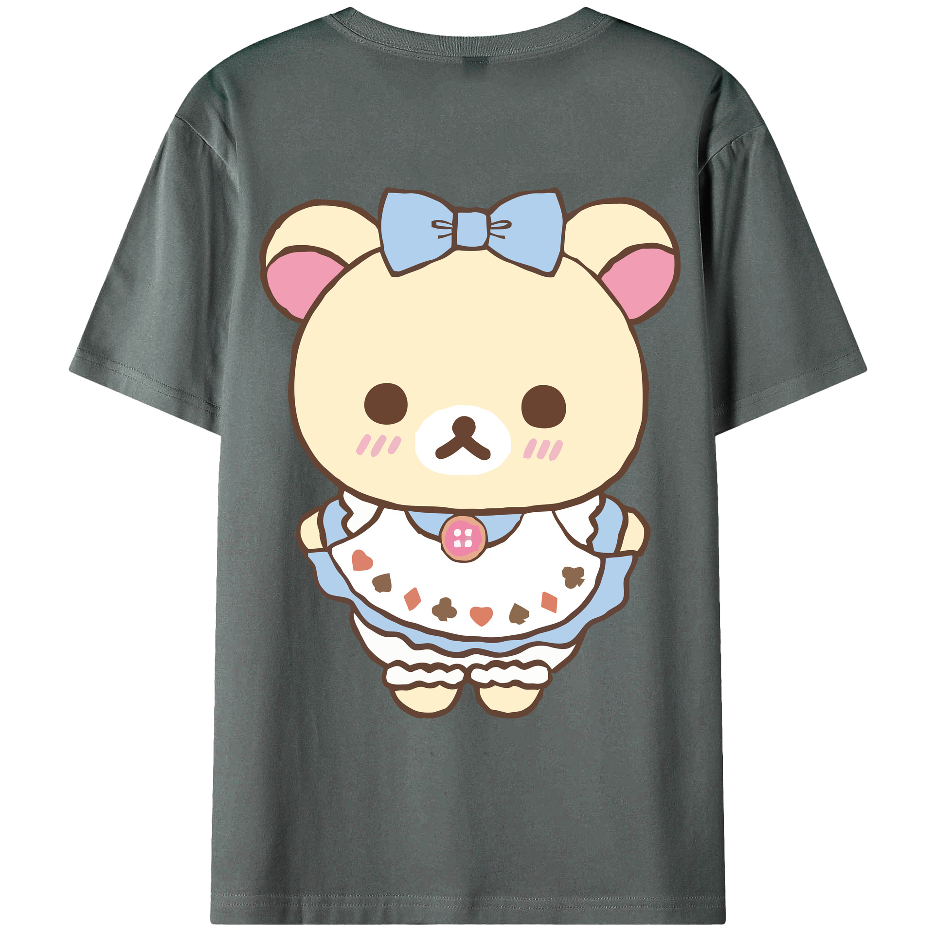（画像用） リラックマ リラックマ キイロイトリ Rilakkuma Korilakkuma Kiiroitori 綿100％ メンズ半袖Tシャツ（バックプリント） 通気性